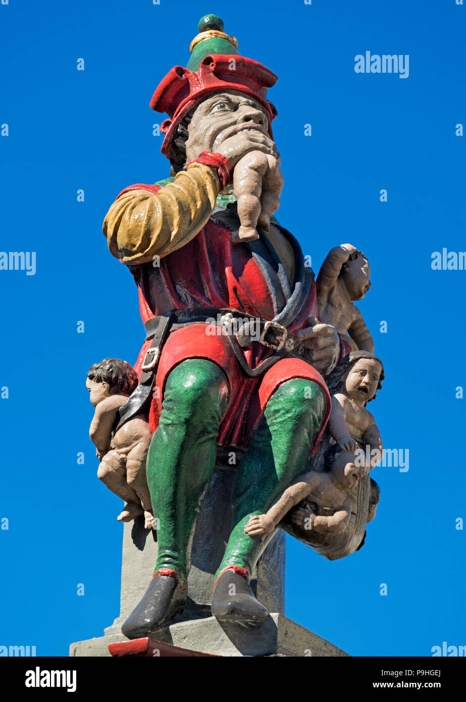 Kindlifresserbrunnen Child Eater Fountain statue Old Town Bern Switzerland Stock Photo