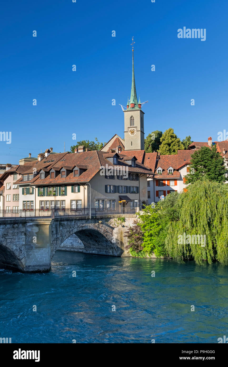 City view Nydeggkirche church and Untertorbrücke bridge Old Town Bern Switzerland Stock Photo