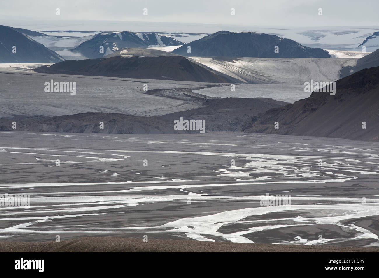 Braided River, Svalbard Stock Photo
