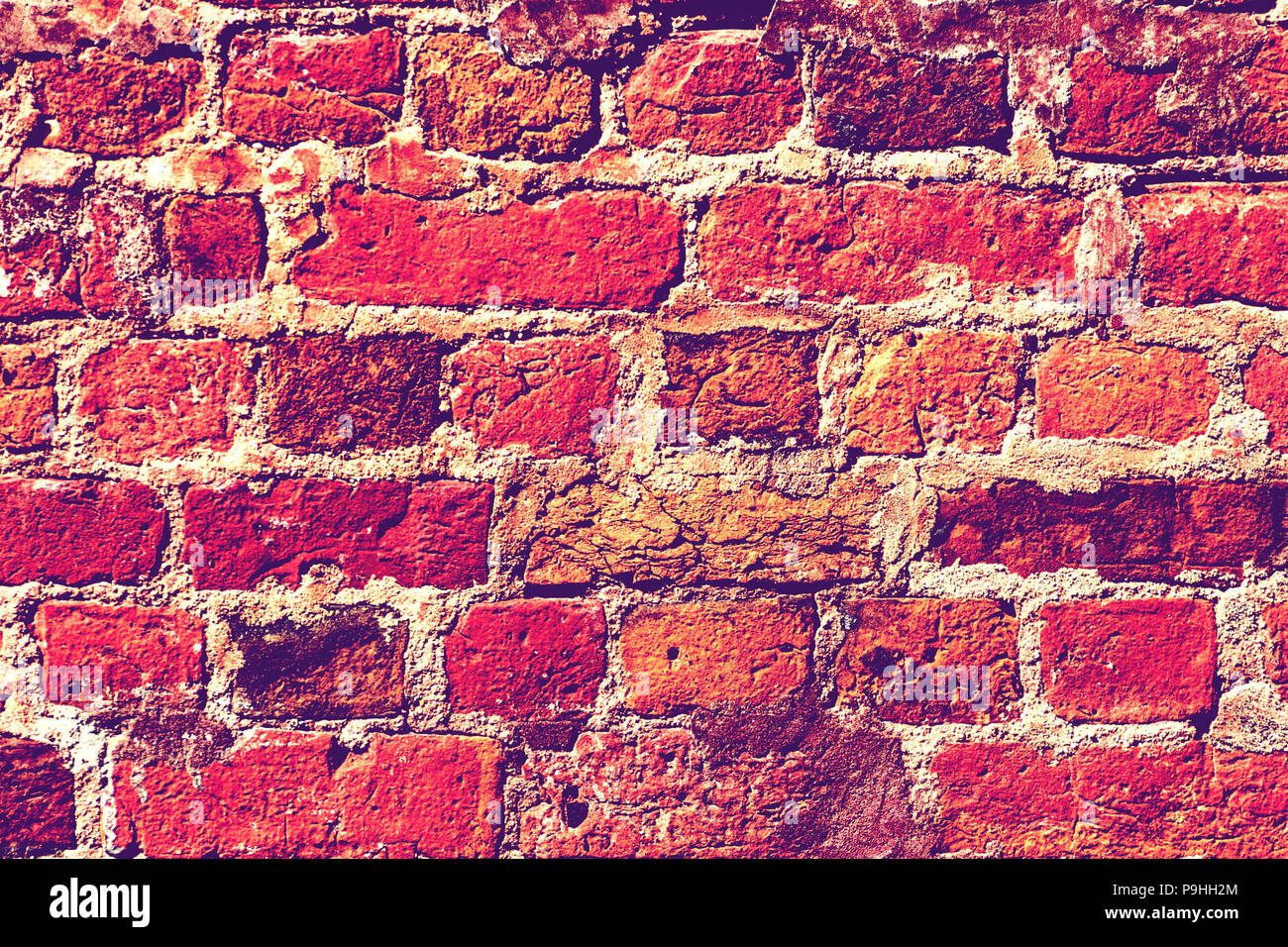 Pink color of brick wall. close up Stock Photo