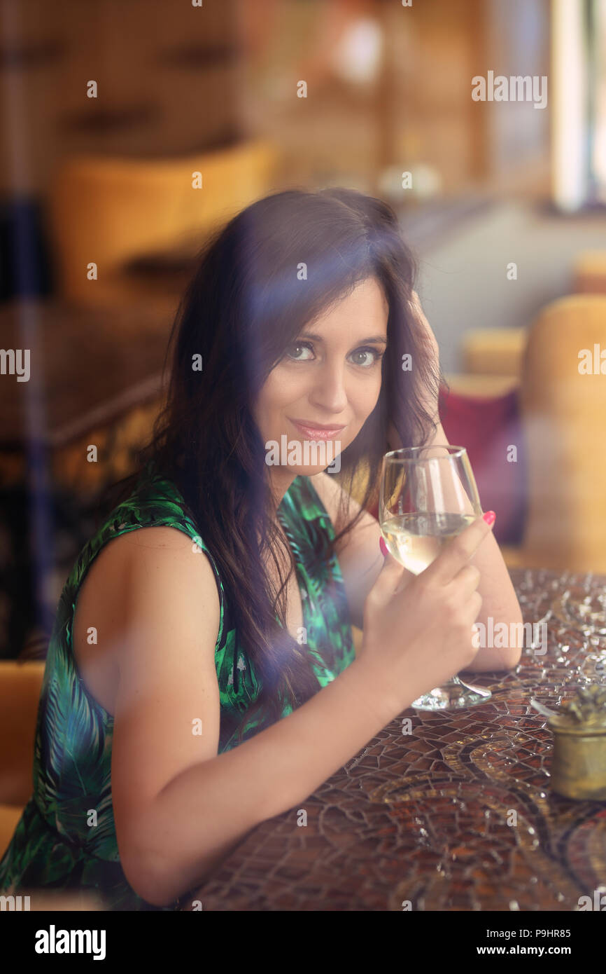 The girl with a wine glass hi-res stock photography and images - Alamy