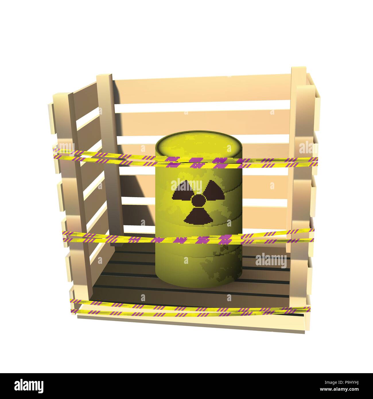 Yellow barrel with toxic waste. Stock Vector
