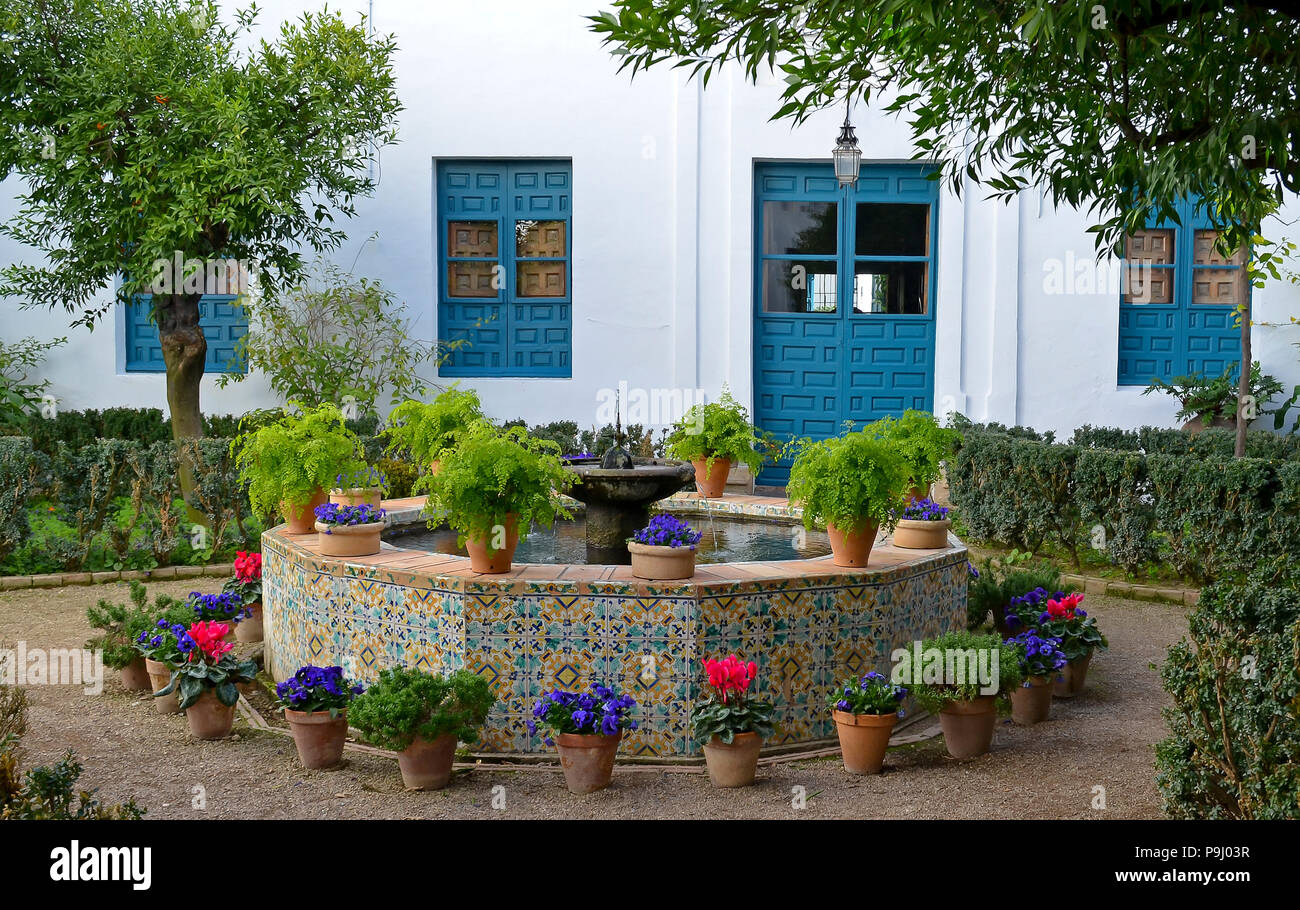 Water fountain feature at Cordoba Patios in Andalusia Spain Stock Photo