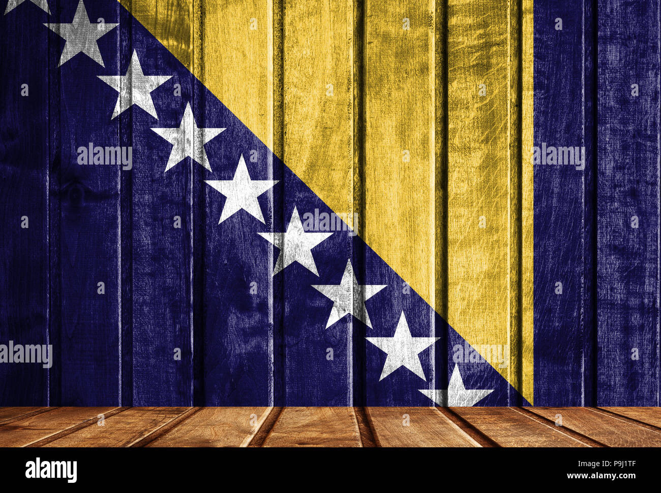 Wooden background with a flag of Bosnia and Herzegovina Stock Photo - Alamy