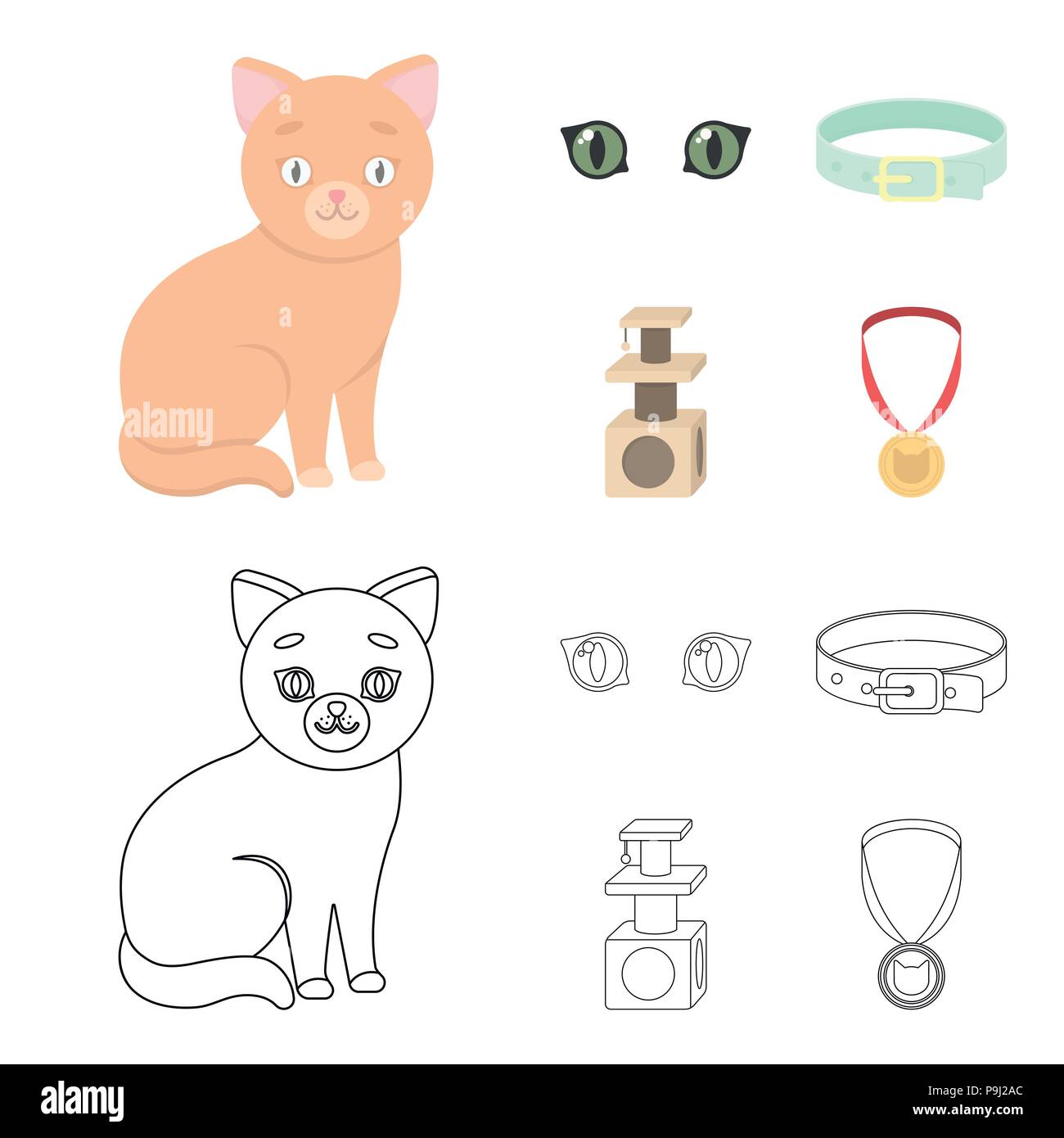 Cute cat icon, outline style Stock Vector Image & Art - Alamy