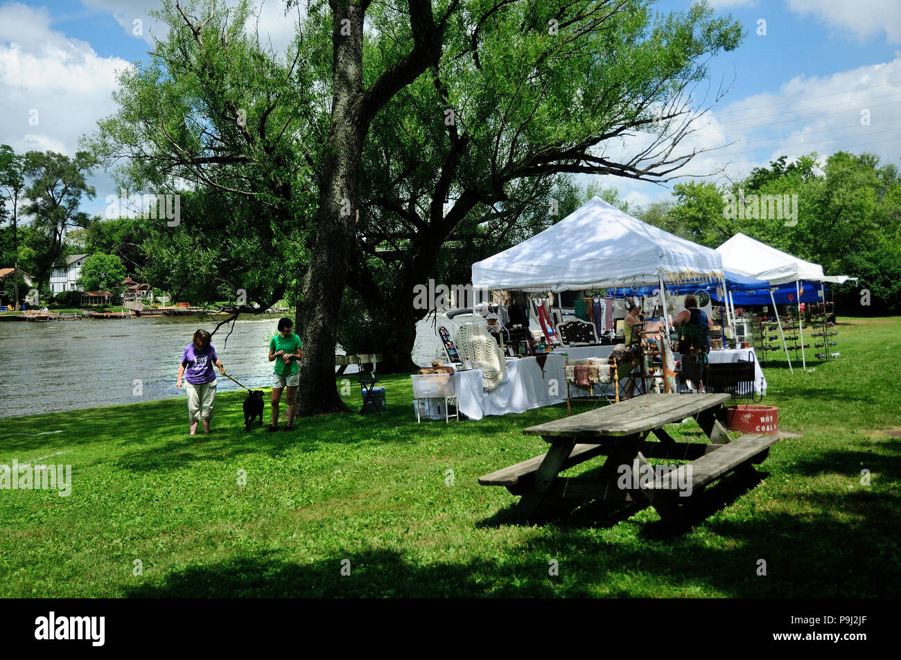 Local small town Arts and Crafts festival in park. Stock Photo