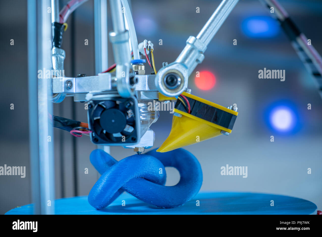 Print parts on a delta 3D printer in industrial lab Stock Photo