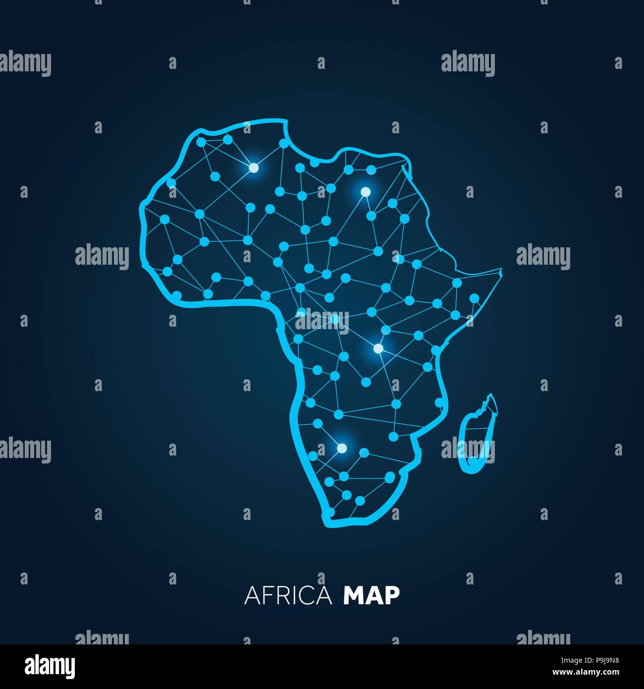 Map of Africa made with connected lines and glowing dots Stock Vector ...