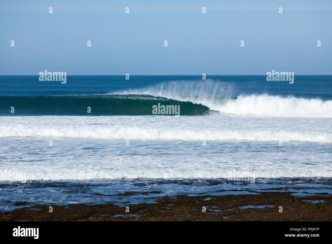 The perfect wave breaking at the iconic Bells Beach Victoria Australia ...