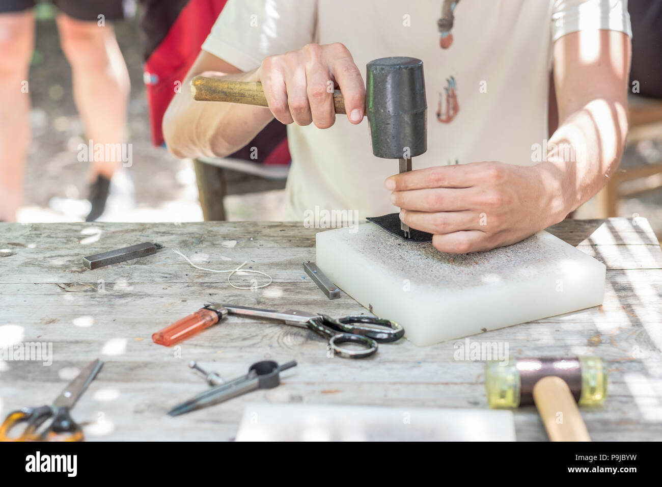 handmade leather accessories for hobby Stock Photo Alamy
