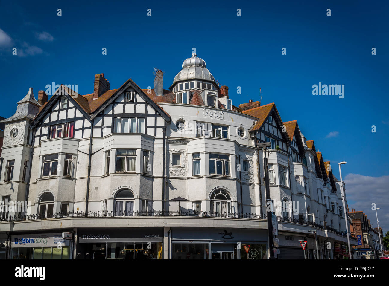 Worthing, Corner building on Brighton Road built at the beginning of 20th century, West Sussex, England, UK Stock Photo