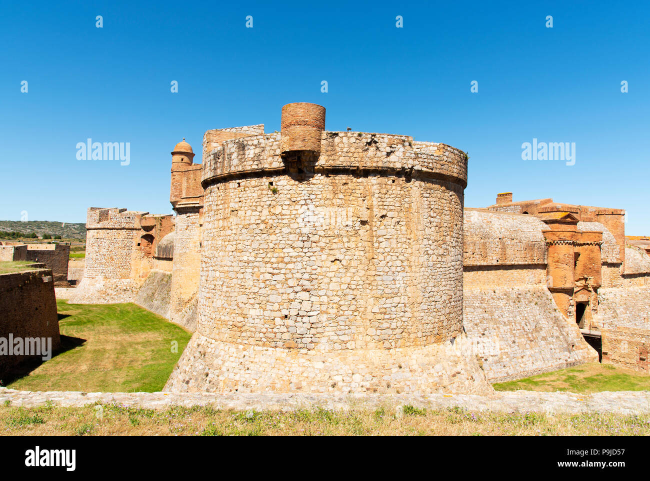 detail of the fortress Fort de Salses, built in the 15 century, in Salses-le-Chateau, France Stock Photo