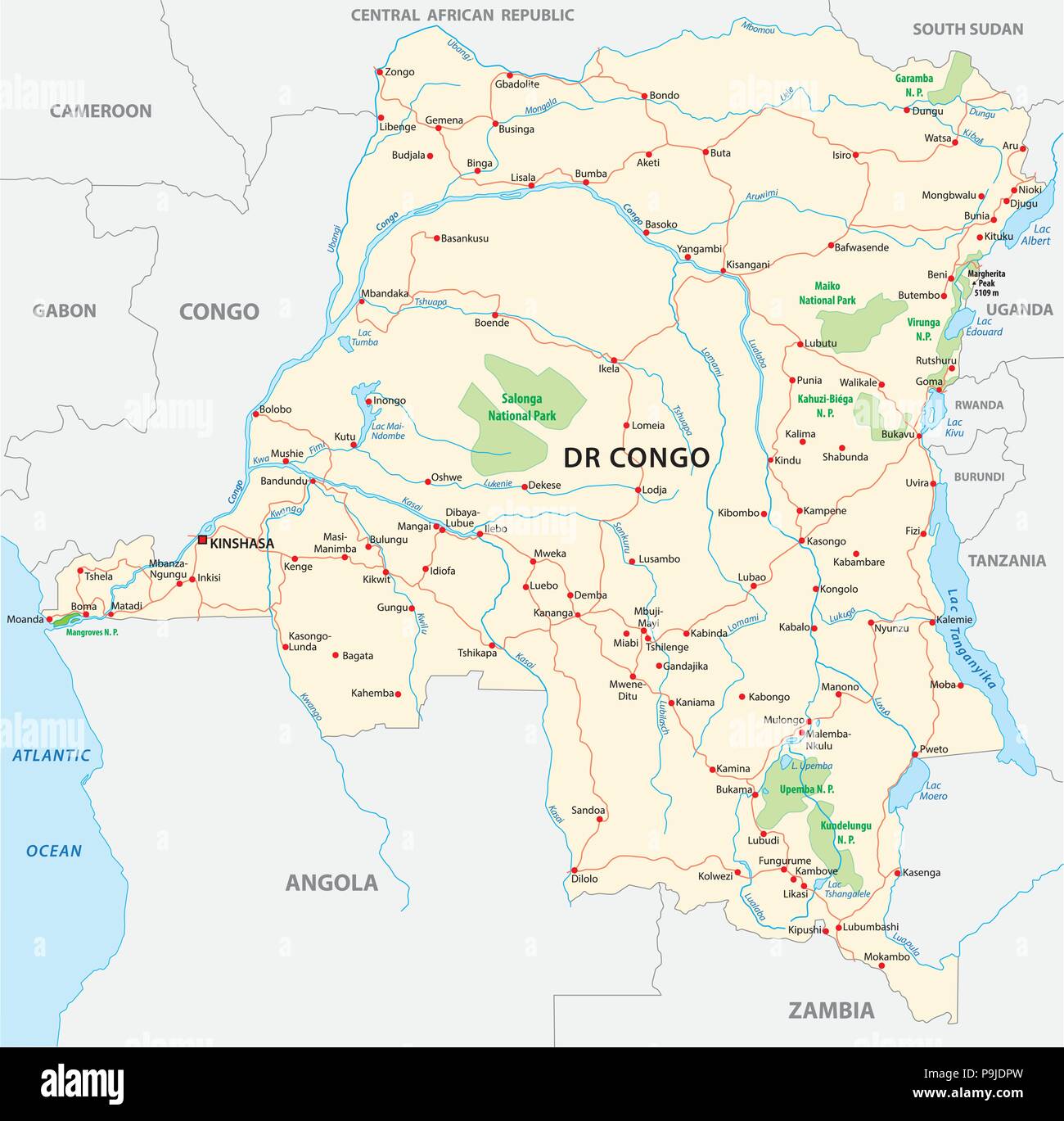 Map Of Drc And Surrounding Countries Democratic Republic Of The Congo Map High Resolution Stock Photography And  Images - Alamy