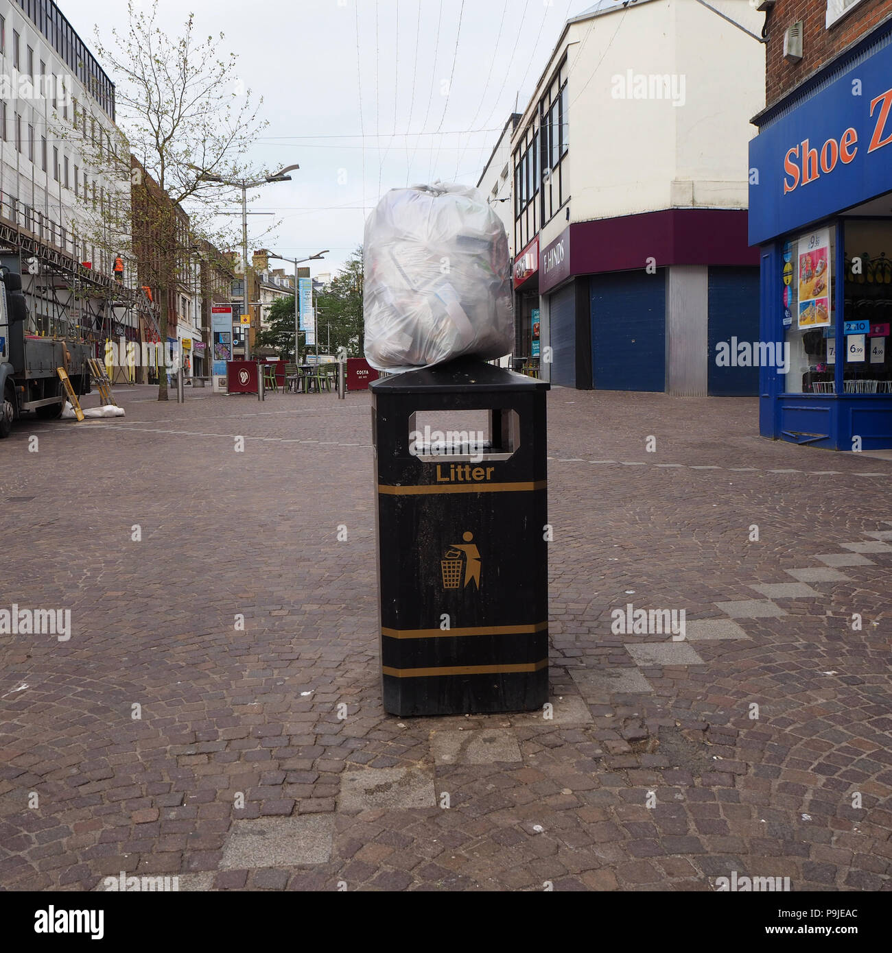 Rubbish and litter left in street Stock Photo Alamy