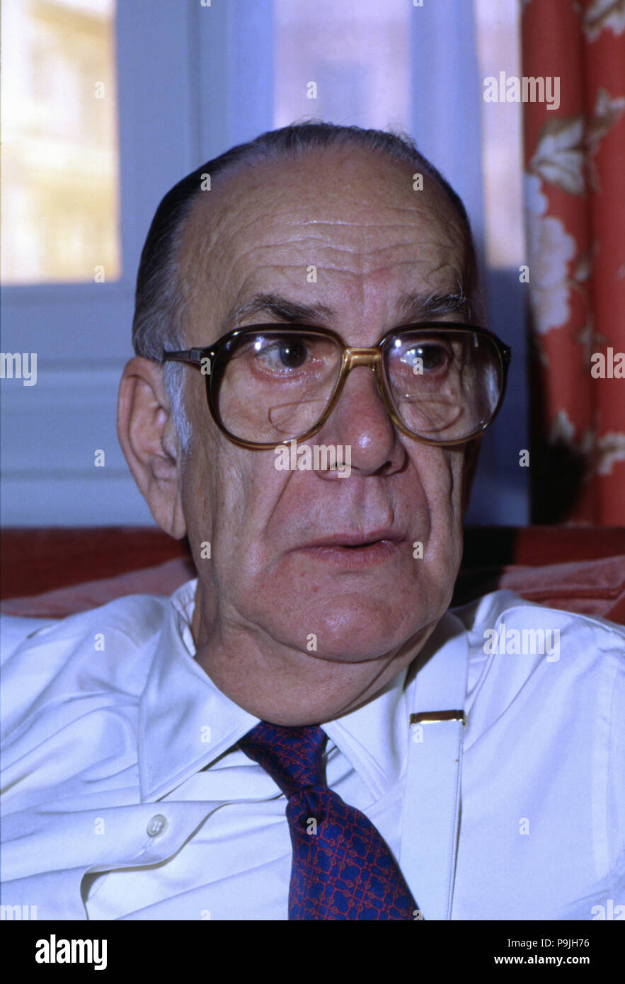 Camilo Jose Cela (1916-2002), Spanish writer and Nobel Prize of Literature, portrait, 1989. Stock Photo