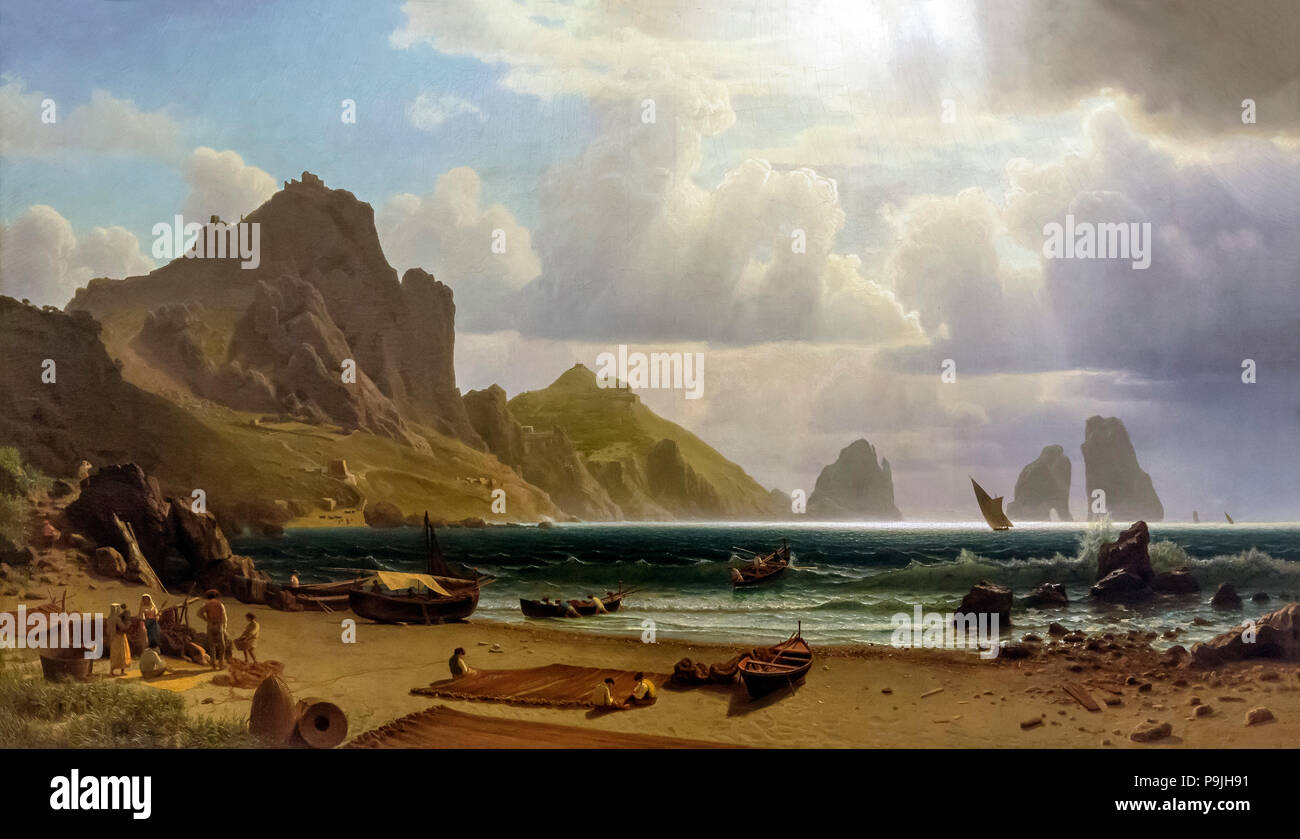 The Marina Piccola, Capri, Albert Bierstadt, 1859, Albright-Knox Art Gallery, Buffalo, New York, USA, North America Stock Photo