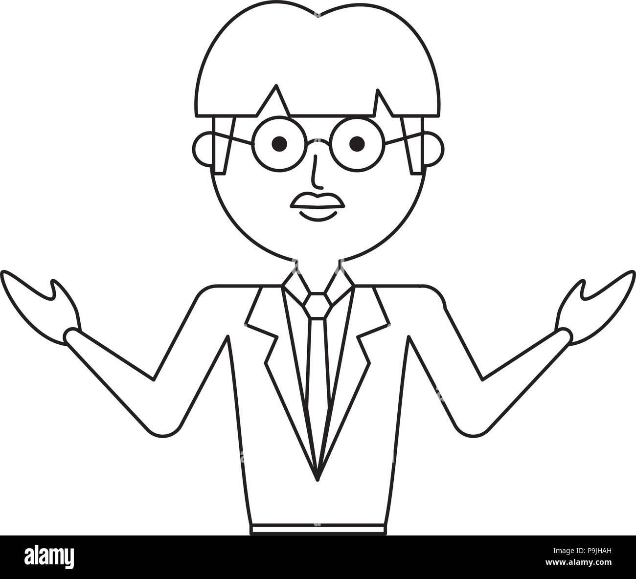 Cartoon Businessman With Mustache And Glasses Icon Over White