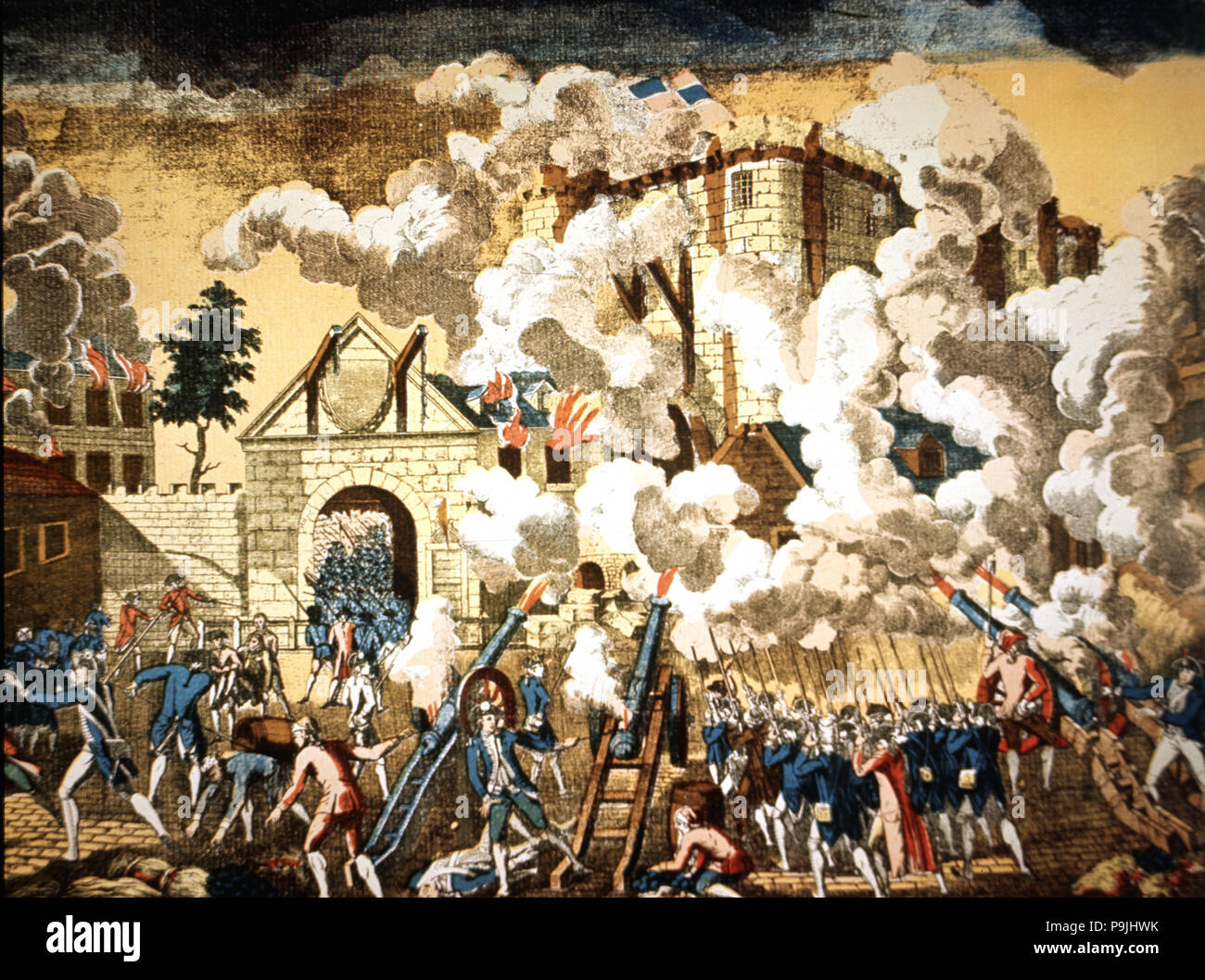 French Revolution, the taking of the Bastille, vintage engraving. Stock Photo
