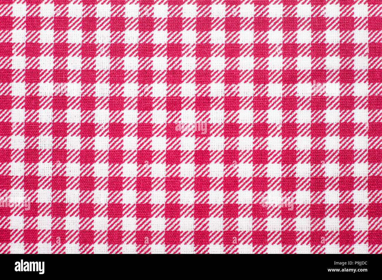Tablecloth checkered red and white texture background, Napkin in Stock Photo