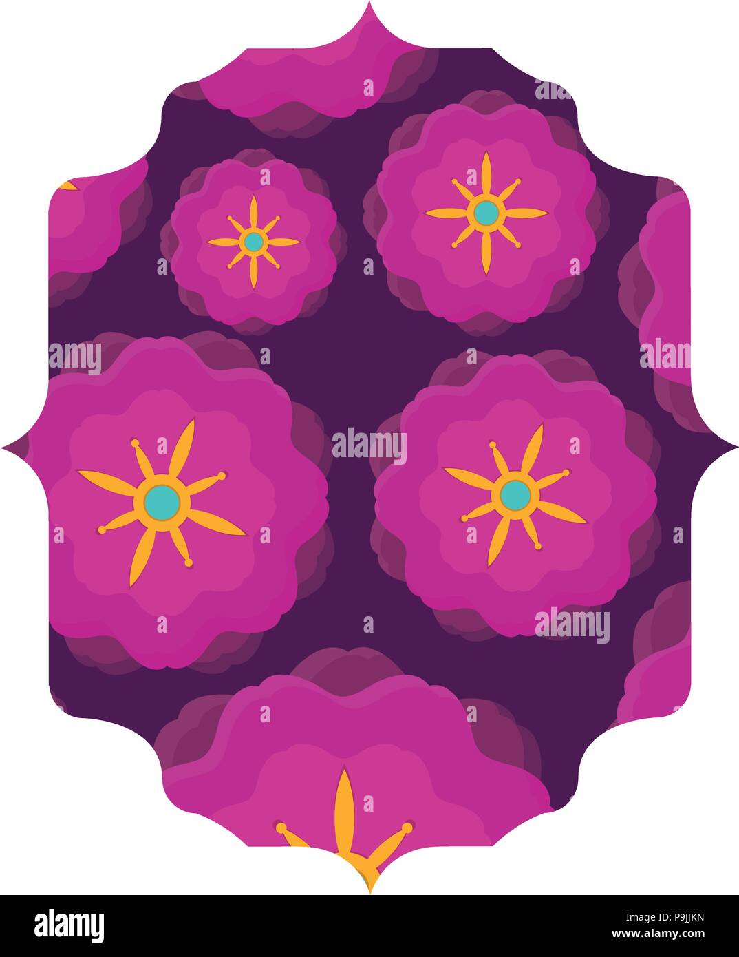 arabic frame with floral pattern over white background, vector ...