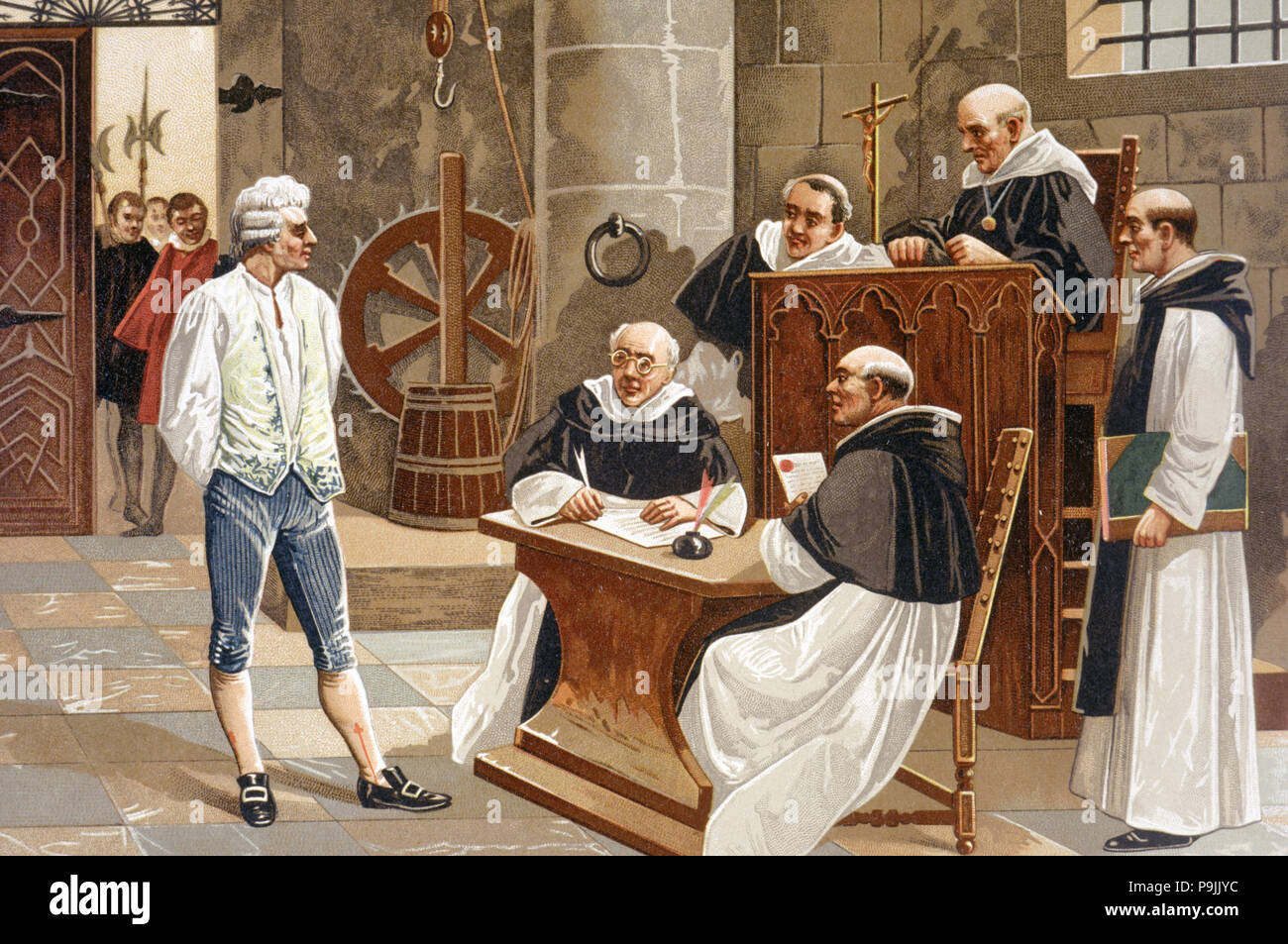 Judgment of the court of inquisition of Geneva to Spanish theologian Miguel Servet, condemning hi… Stock Photo