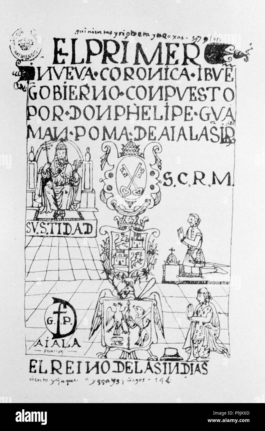 Cover of the play 'Nueva Crónica y Buen Gobierno', story of the Incas. Stock Photo