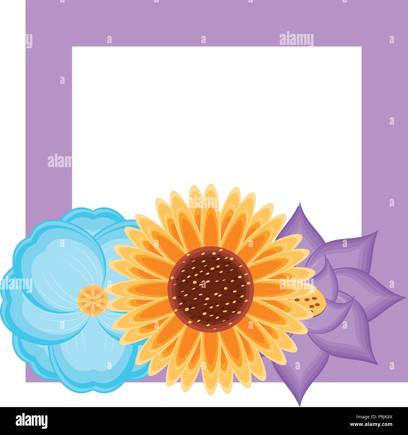 decorative frame with beautiful flowers icon over white background ...