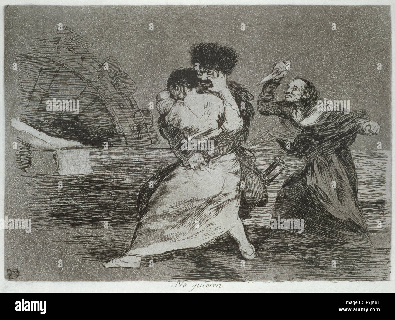 The Disasters of War, a series of etchings by Francisco de Goya (1746-1828), plate 9: 'No quieren… Stock Photo