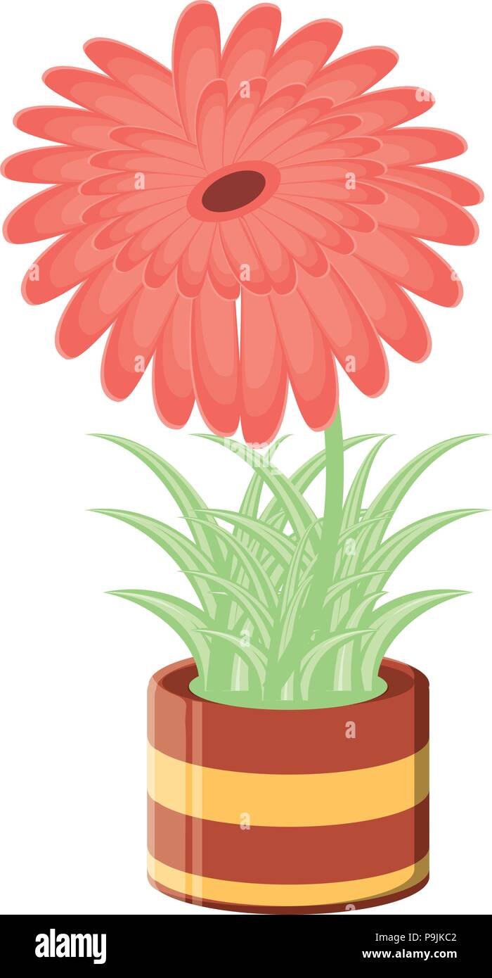 beautiful flower in a pot icon over white background, vector ...