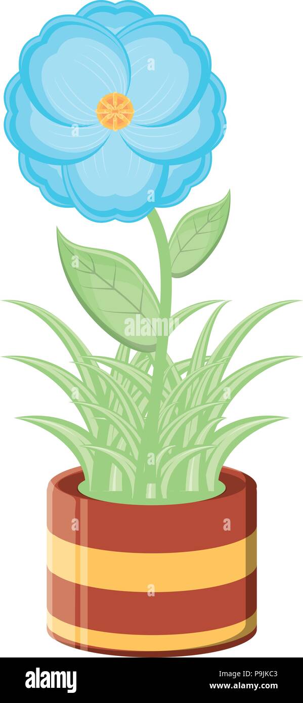 beautiful flower in a pot icon over white background, vector ...
