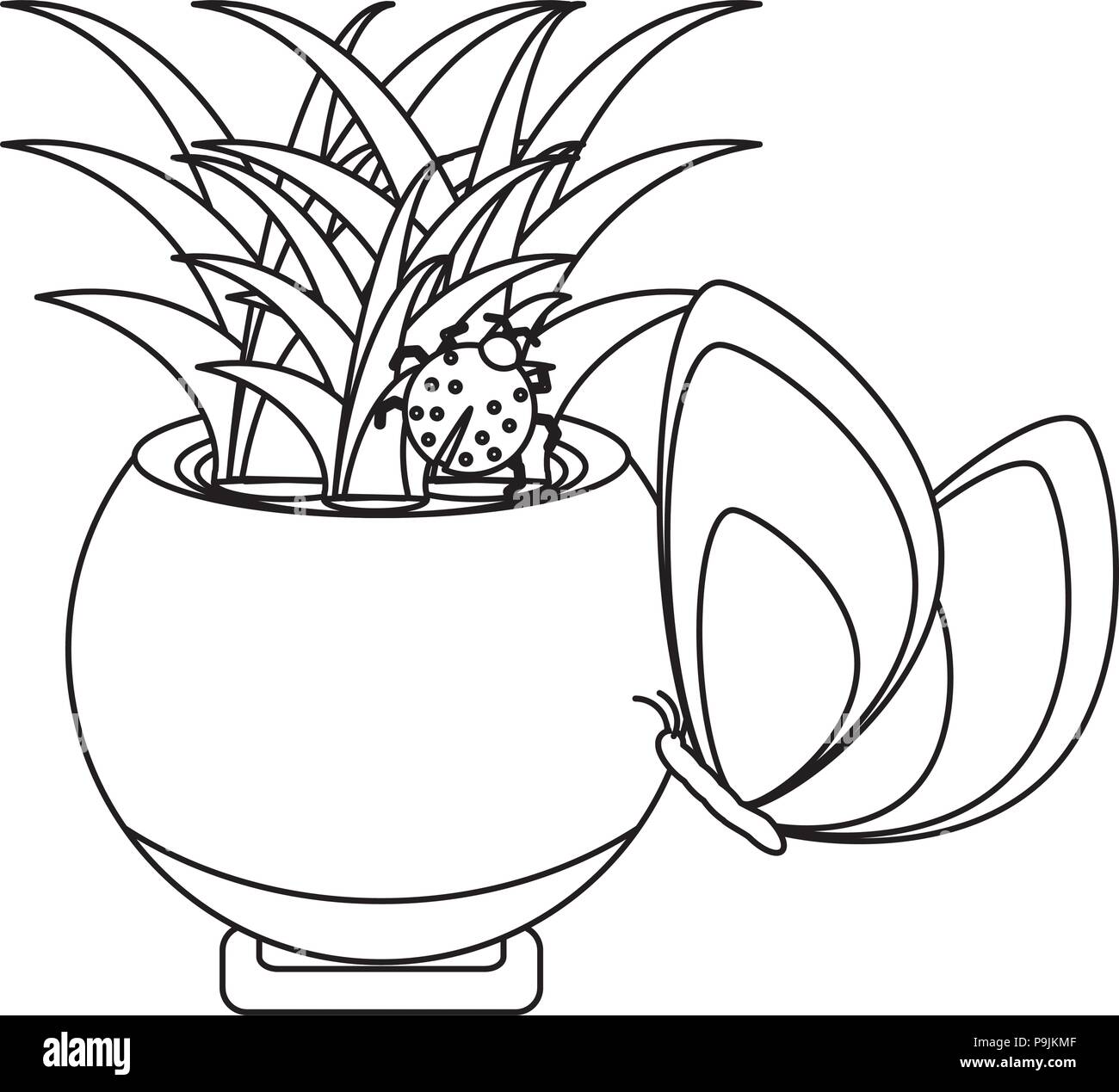 plant in a pot icon over white background, vector illustration Stock ...