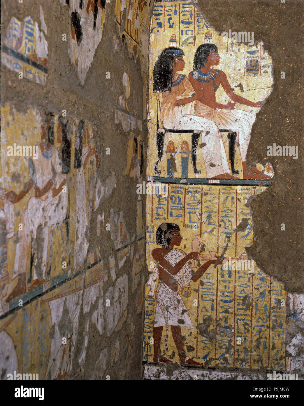 Frescoes from the funerary chapel of painter Maia (Deir el Medina), end of the XVIII dynasty (130… Stock Photo