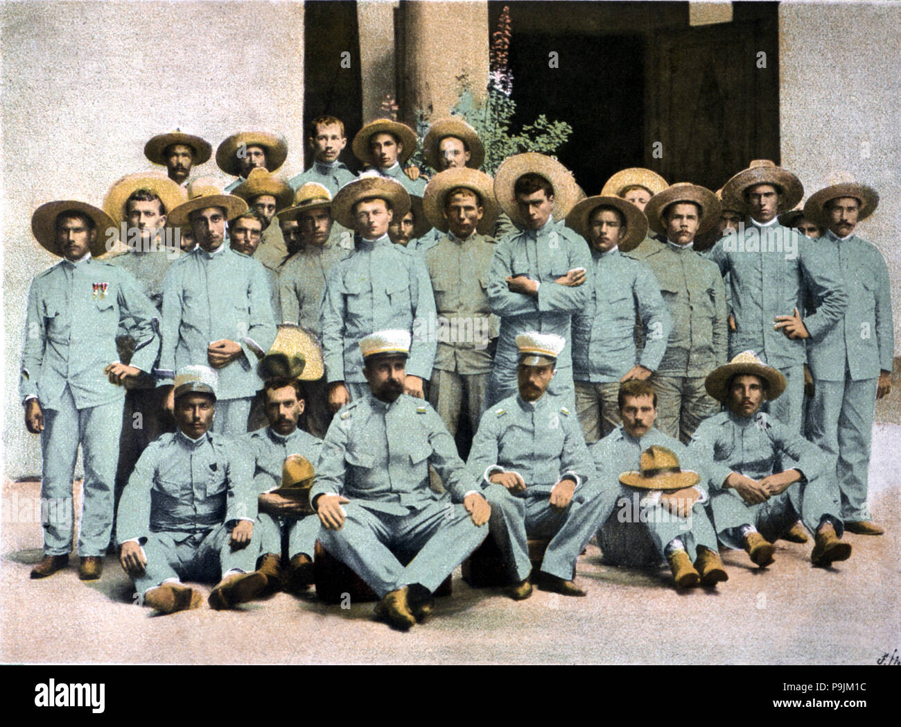 Spanish-Philippine War, Spanish soldiers surviving from the siege of Baler, Luzon Island, who res… Stock Photo