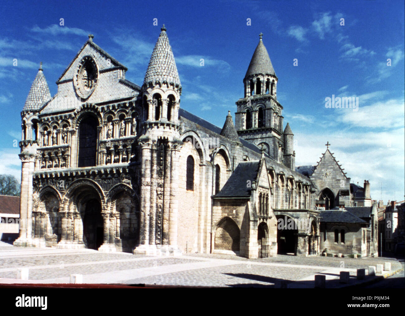 General view of the church of NotreDame La Grande de Poitiers Stock