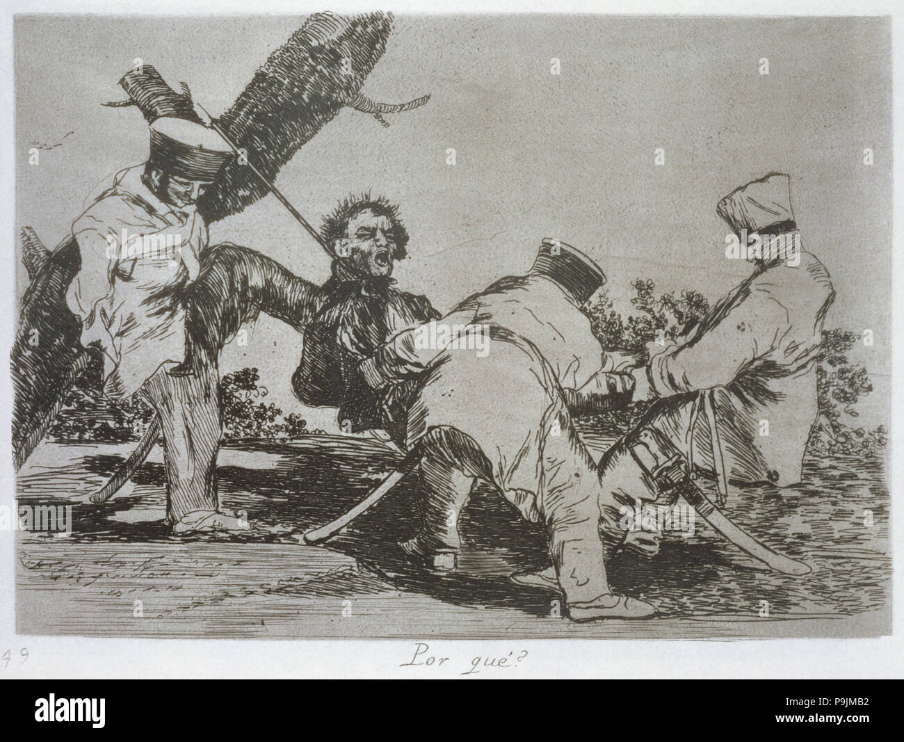 The Disasters of War, a series of etchings by Francisco de Goya (1746-1828), plate 32: 'Por qué?'… Stock Photo