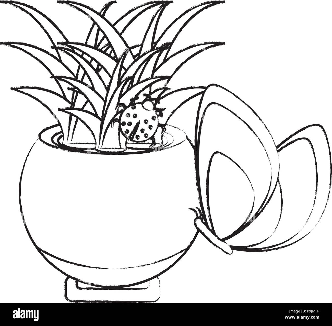 plant in a pot icon over white background, vector illustration Stock ...