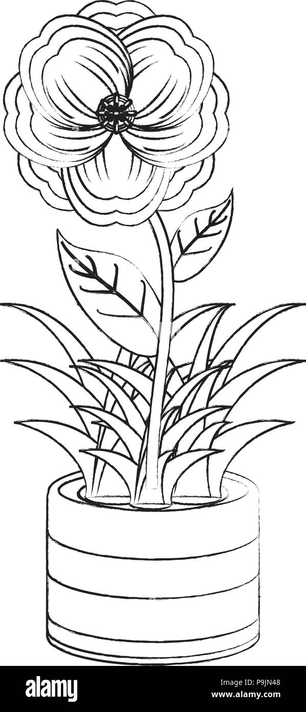 beautiful flower in a pot icon over white background, vector ...
