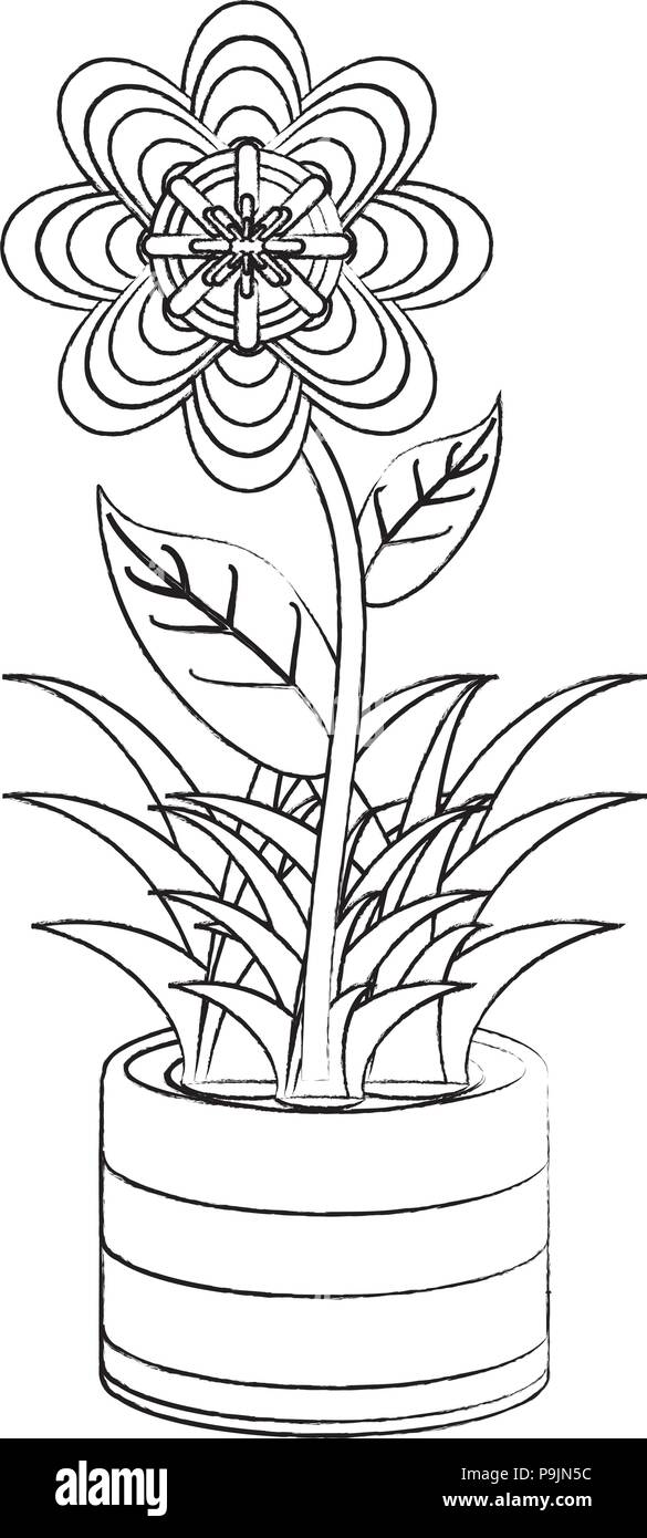 beautiful flower in a pot icon over white background, vector ...