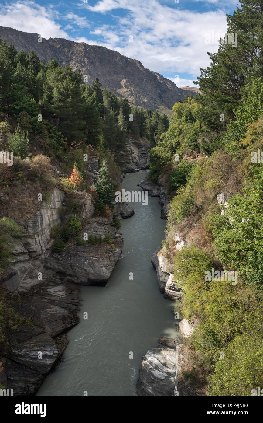 View in Canyon of Shotover River, Queenstown, Otago, South Island, New Zealand Stock Photo