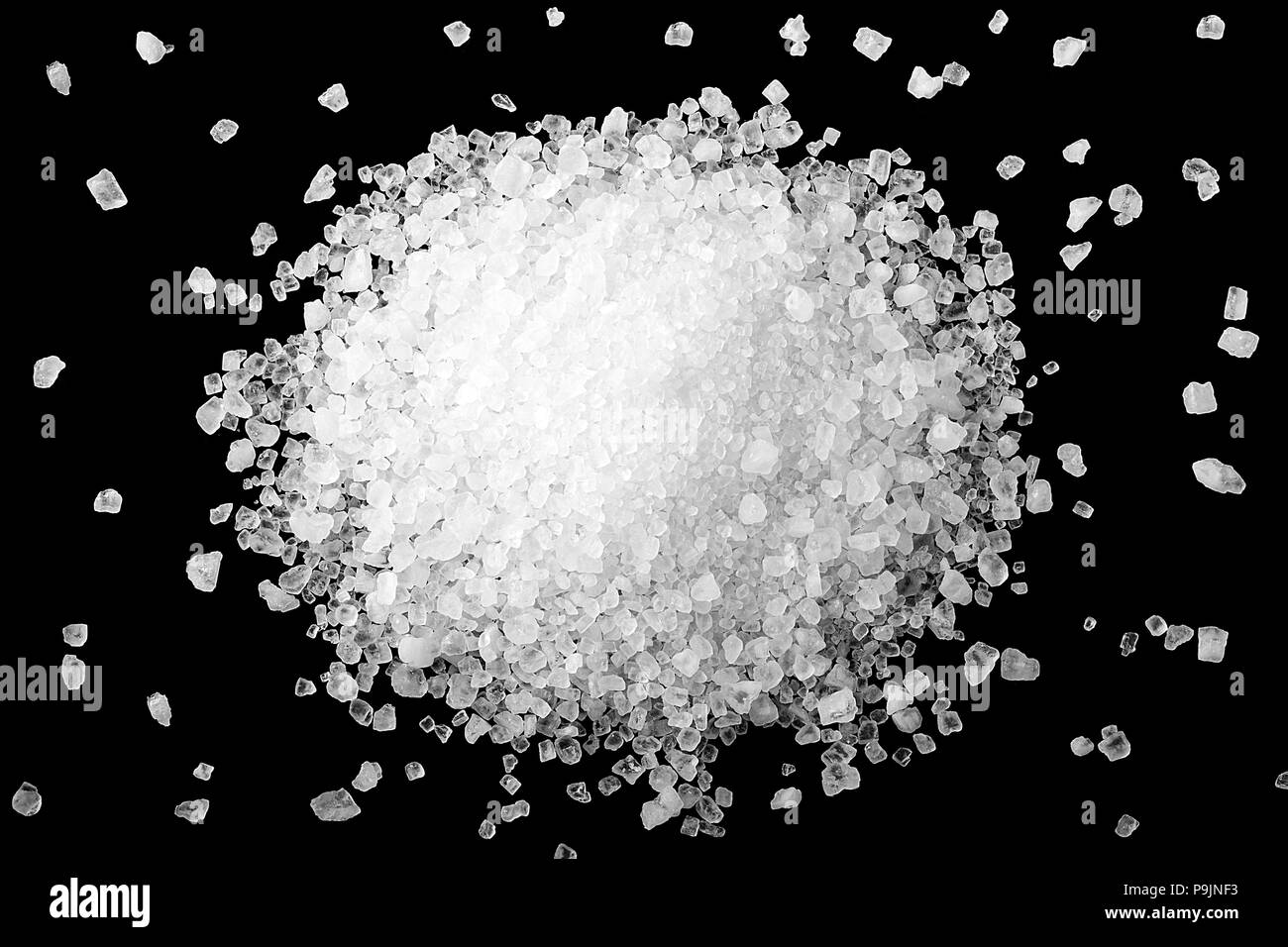 salt white sea, isolated on a black background, full depth of field Stock Photo