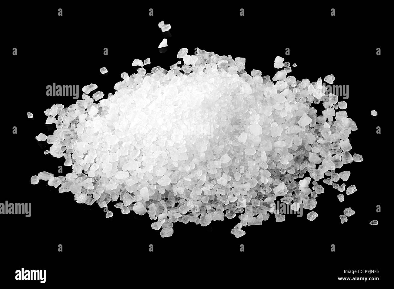 salt white sea, isolated on a black background, full depth of field Stock Photo
