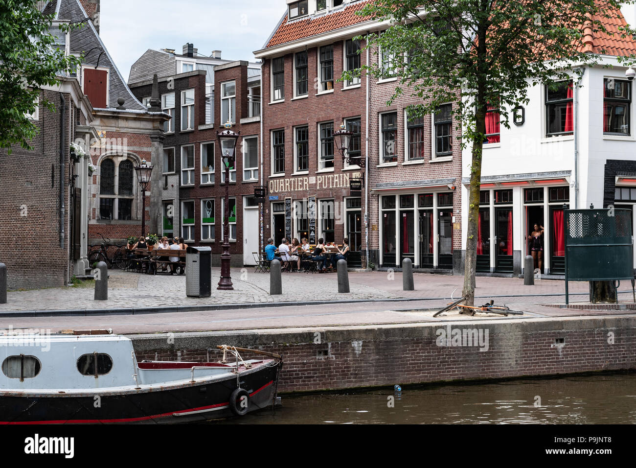 Amsterdam, Netherlands, May 2018: Red Light area and the Quartier Putain (Prostitutes' area) Stock Photo