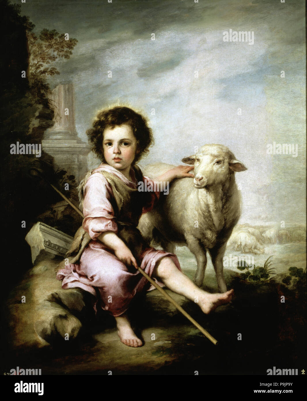 'The Good Shepherd', oil Painting by Bartolomé Esteban Murillo. Stock Photo