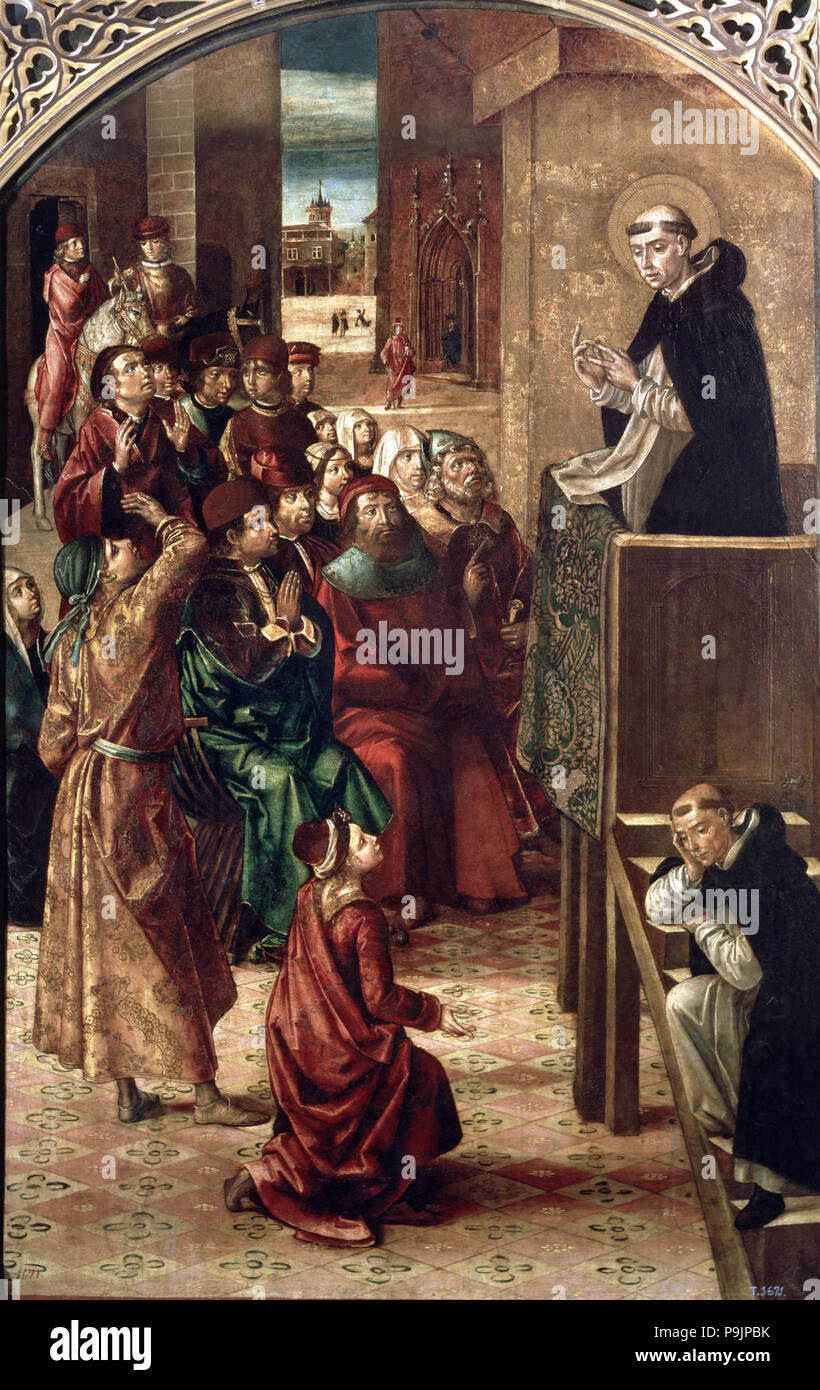Sermon of St. Peter Martyr' by Pedro Berruguete. Stock Photo