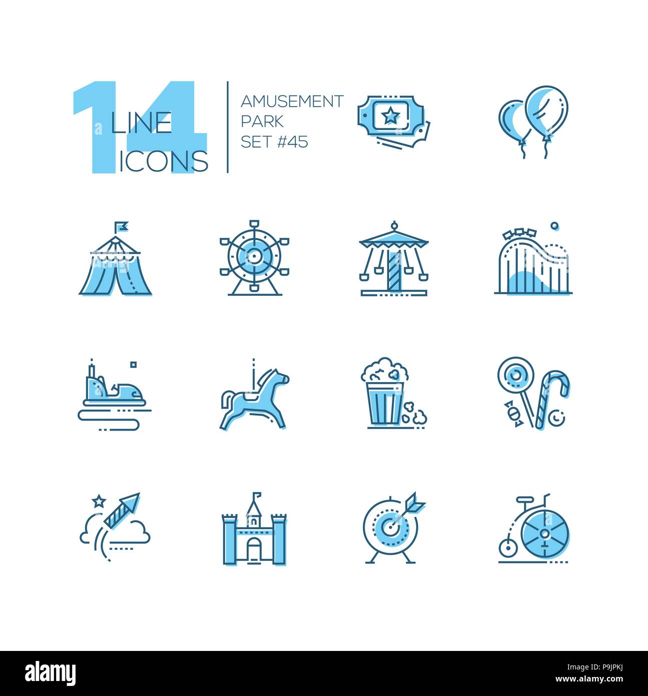 Amusement park - set of line design style icons Stock Vector Image ...