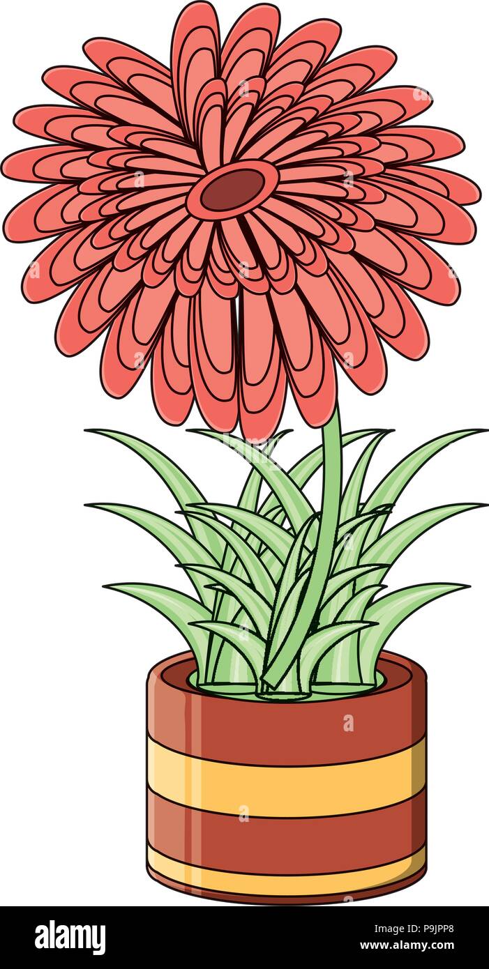 beautiful flower in a pot icon over white background, vector ...