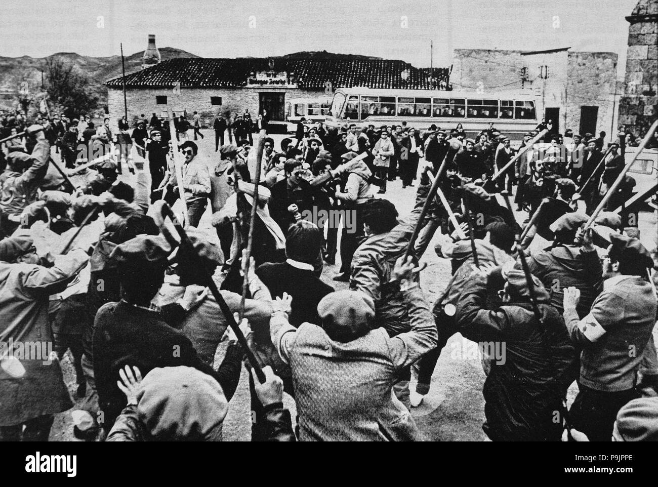 Montejurra incidents, Navarra (1976), violent confrontation between Carlists factions of Don Carl… Stock Photo