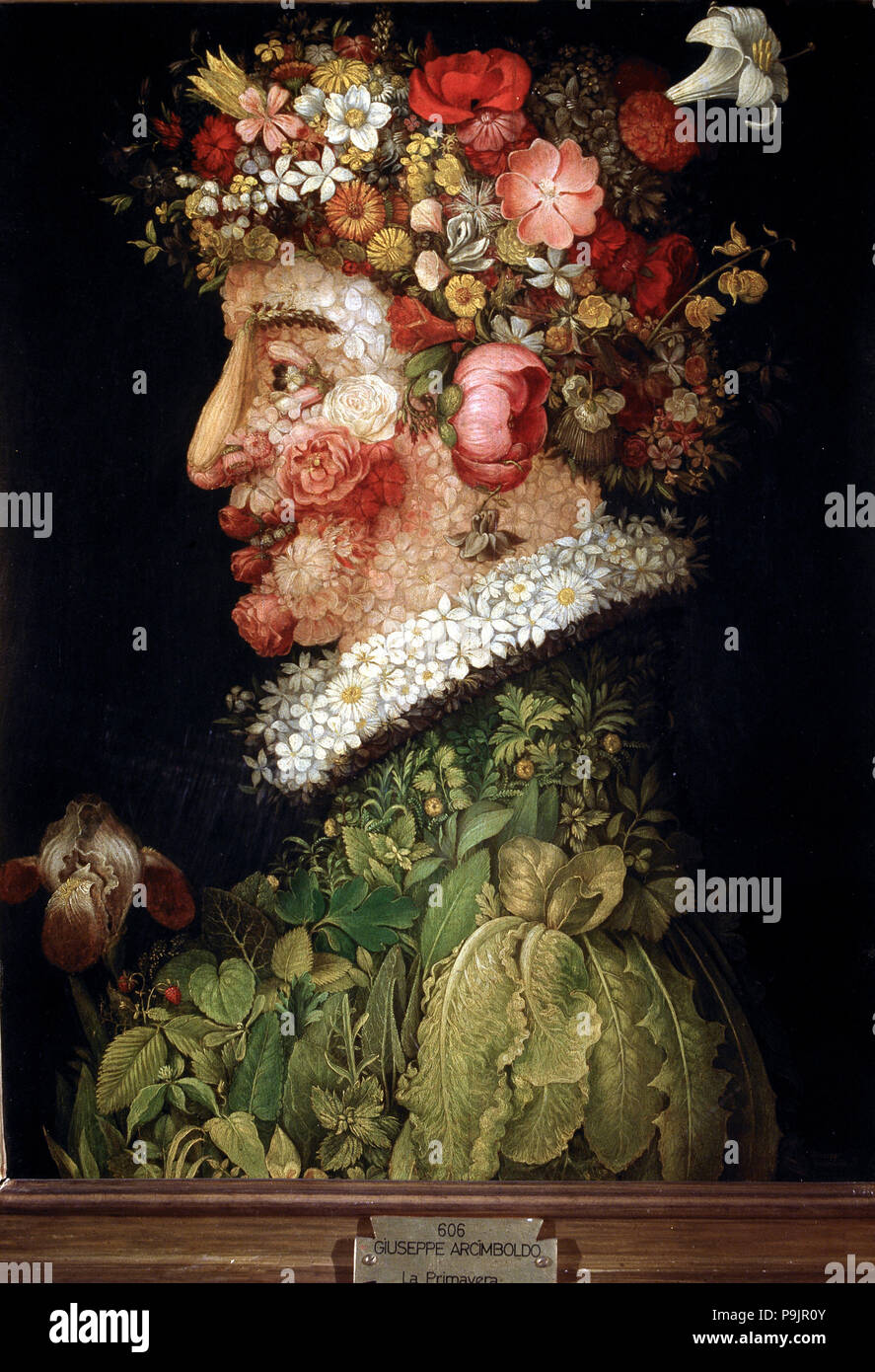 The spring', oil on canvas, it is part of a series 'The four seasons' by Arcimboldo. Stock Photo