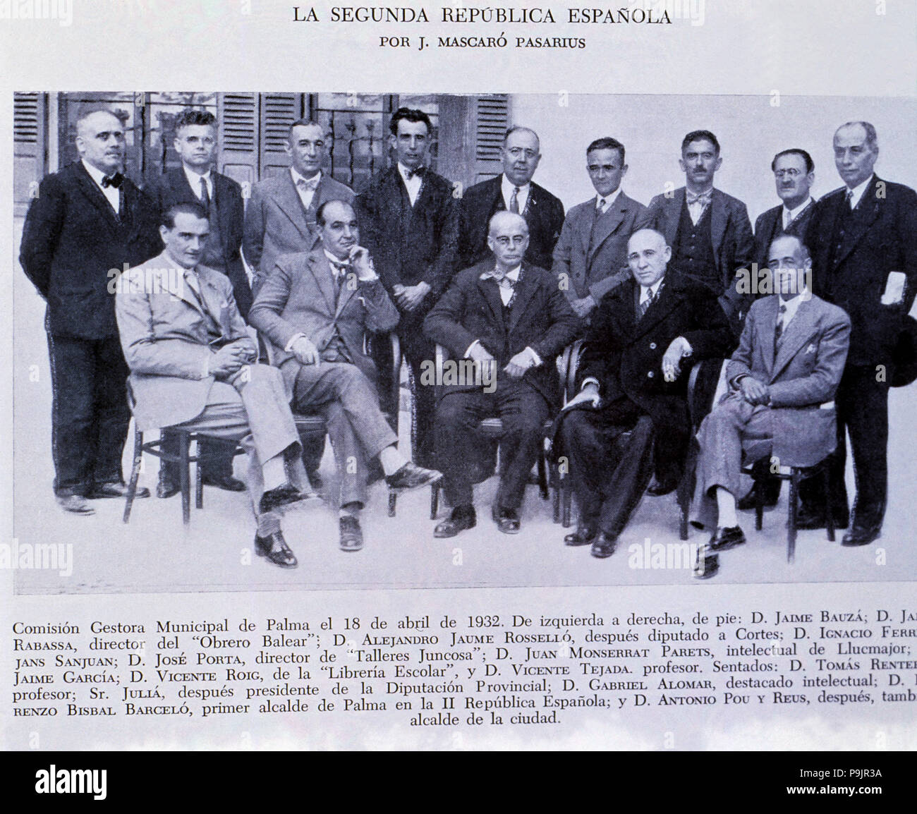 Municipal Commission of Palma, April 18, 1932. Stock Photo