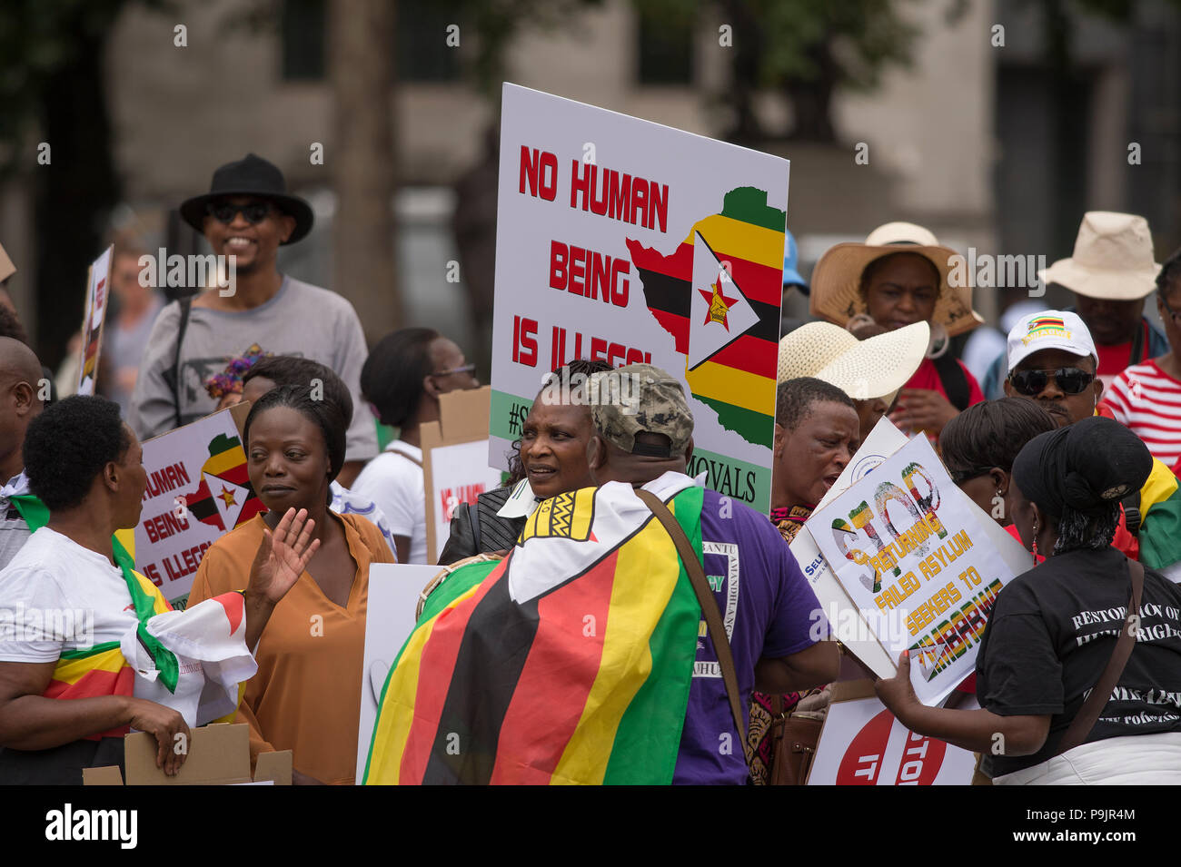 18 July, 2018. People demonstrate in Parliament Square, London against repatriation of failed Zimbabwean asylum seekers Stock Photo